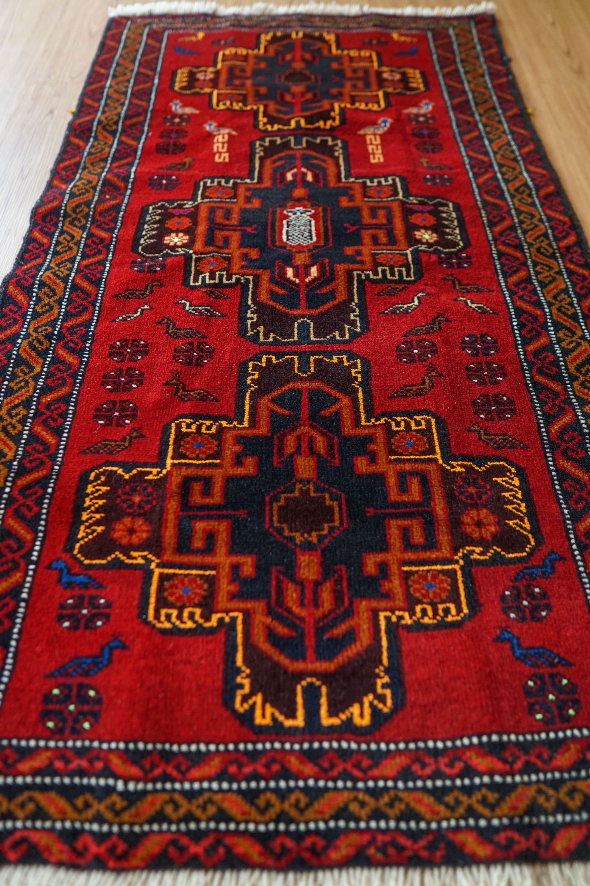  140x89cm ペルシャ バルーチ族絨毯トライバルラグ