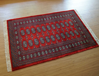  トルクメン ボハララグ 144×94cm｜ニュージーランド産メリノウール パキスタン手織り絨毯