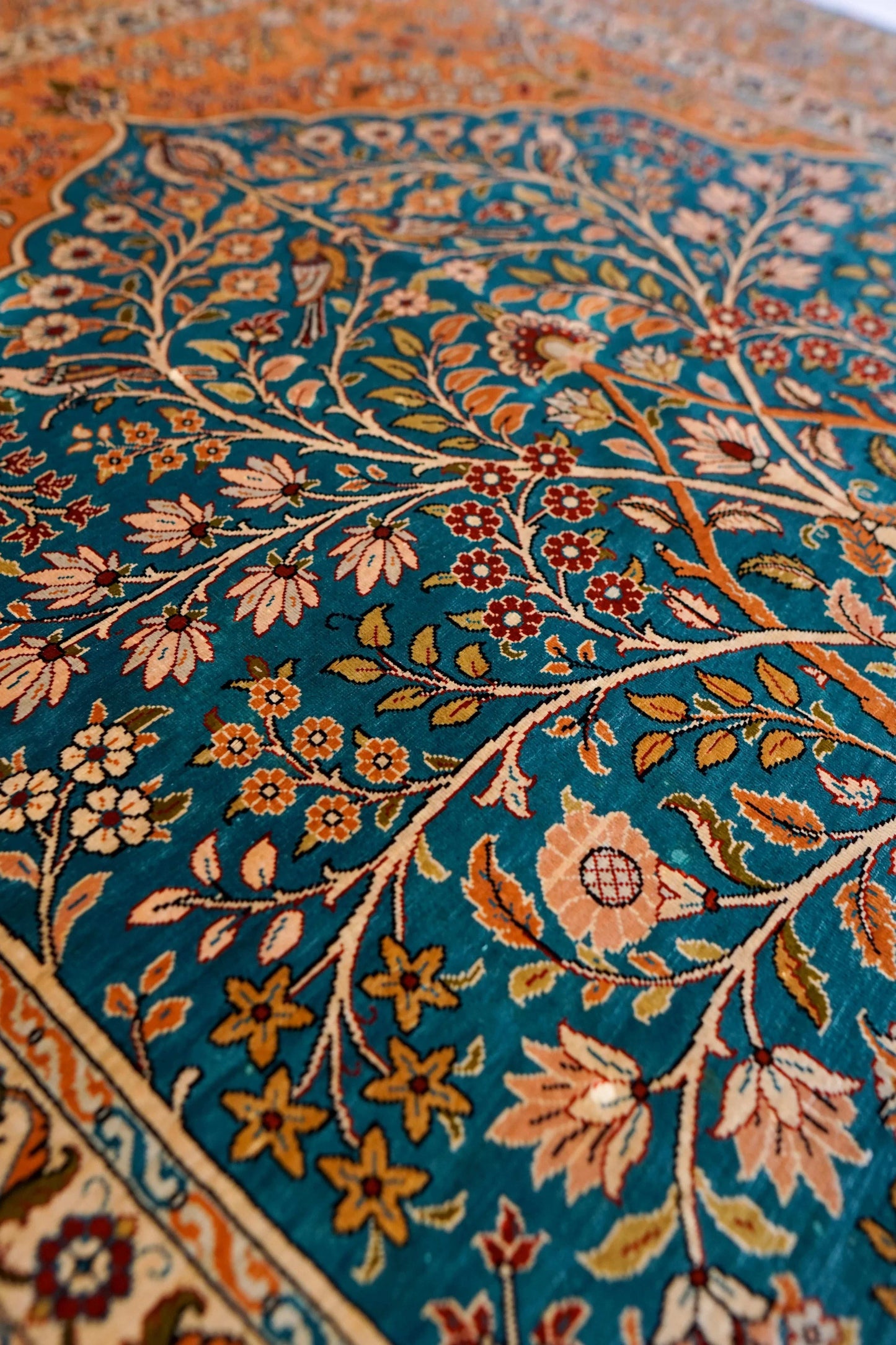  トルコ・ヘレケ シルク手織り絨毯 140×102cm｜1970年代 ヴィンテージ ラグ　Turkish Ozipek hereke