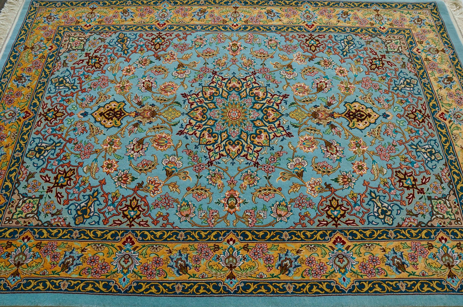  ペルシャ絨毯 イスファハン産 シャーシャハニ工房 約170×115cm｜コルクウールとシルク