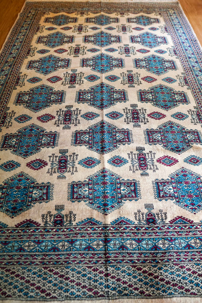  パキスタン手織り絨毯 ベージュ 248×150cm