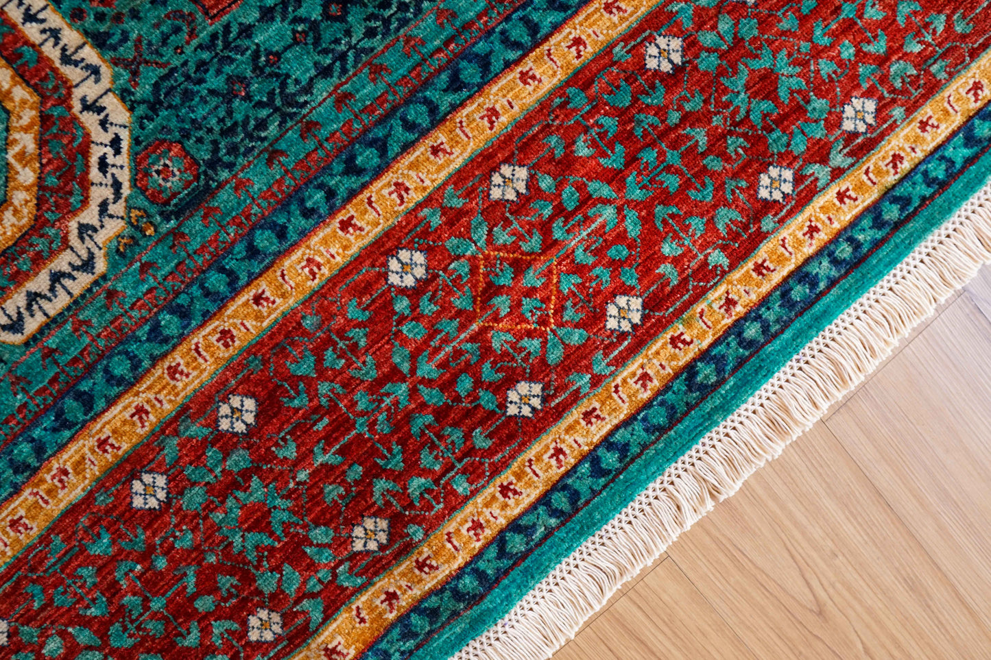  アフガニスタン手織り絨毯  ウールラグ 247×176cm ガズニーウール オリエンタルラグ fine quality