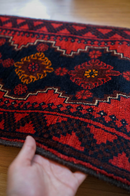  ペルシャ手織り絨毯 バルーチ ヴィンテージ 145×51cm｜トライバルラグ ランナー 廊下敷き