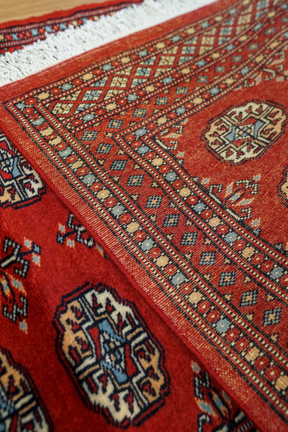  パキスタン手織り絨毯 ランナー 280×82cm｜ウール100% トライバルデザイン 廊下・キッチンラグ