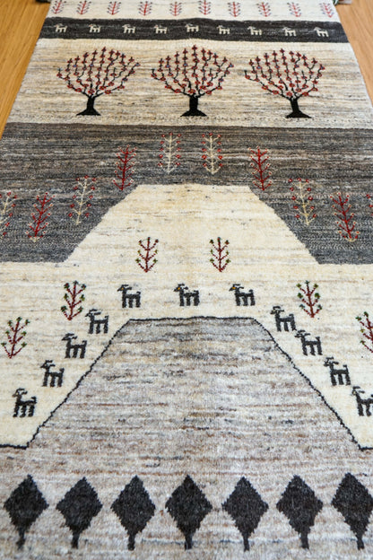 ペルシャ絨毯 カシュクリ ギャッベ リズバフトギヤべ 144×86cm