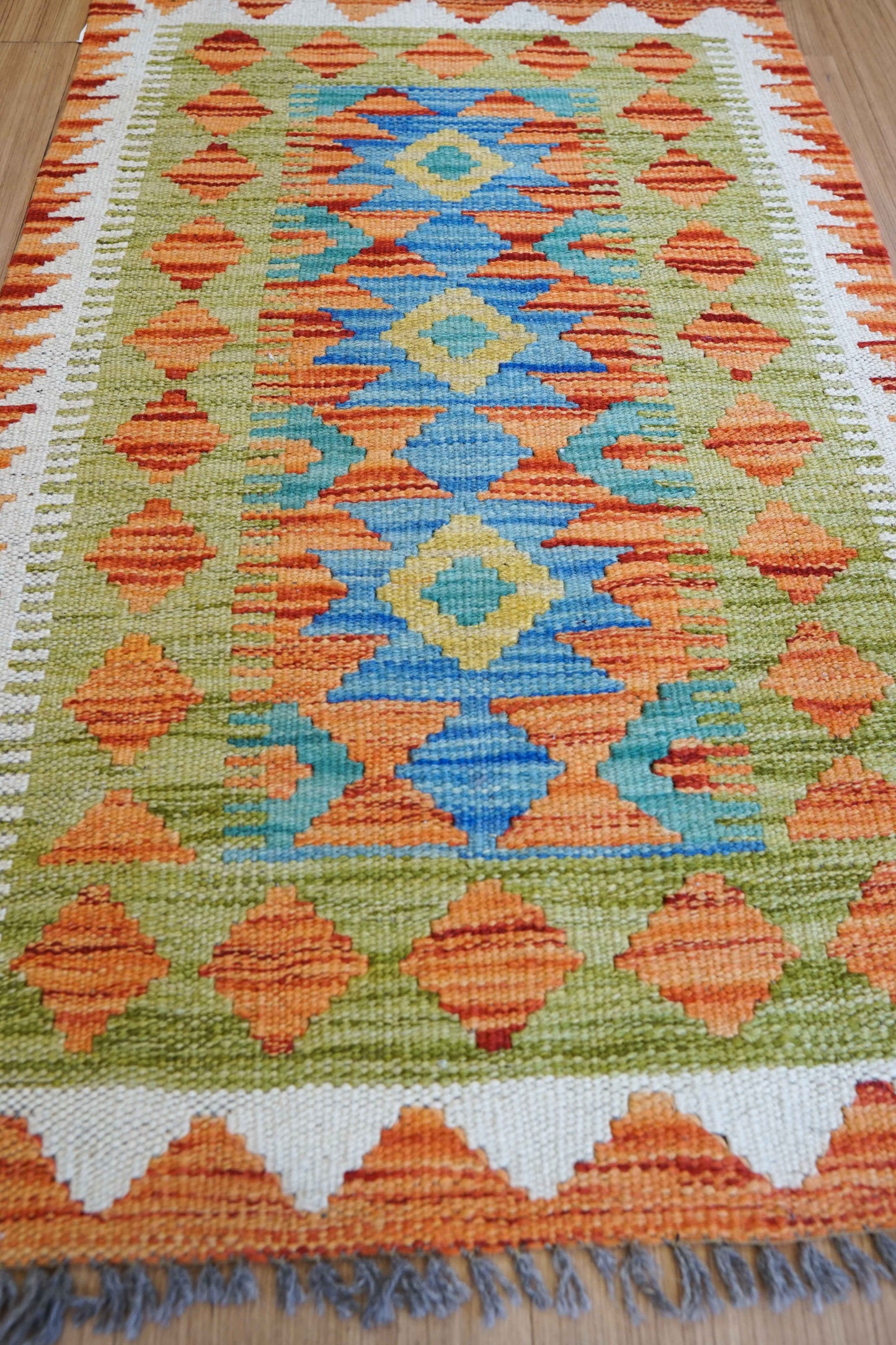  90×57cm アフガニスタン手織りキリム