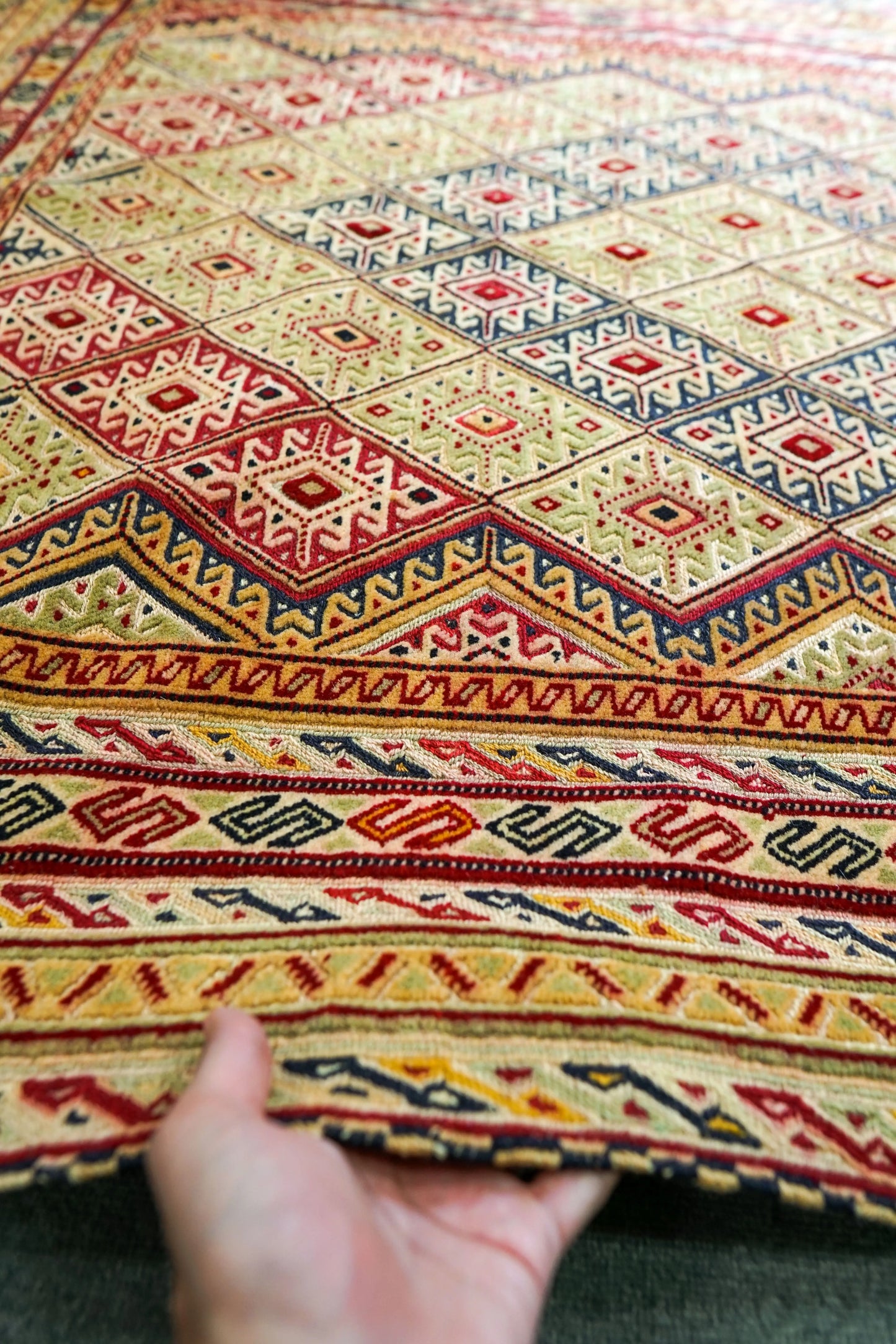 144×122cm アフガニスタン　マシュワニキリム 手織り絨毯　トライバルラグ Decorworks