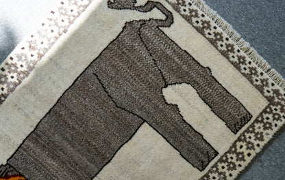 97×63cm  ペルシャ手織り絨毯 ギャッベ   カシュクリ Decorworks