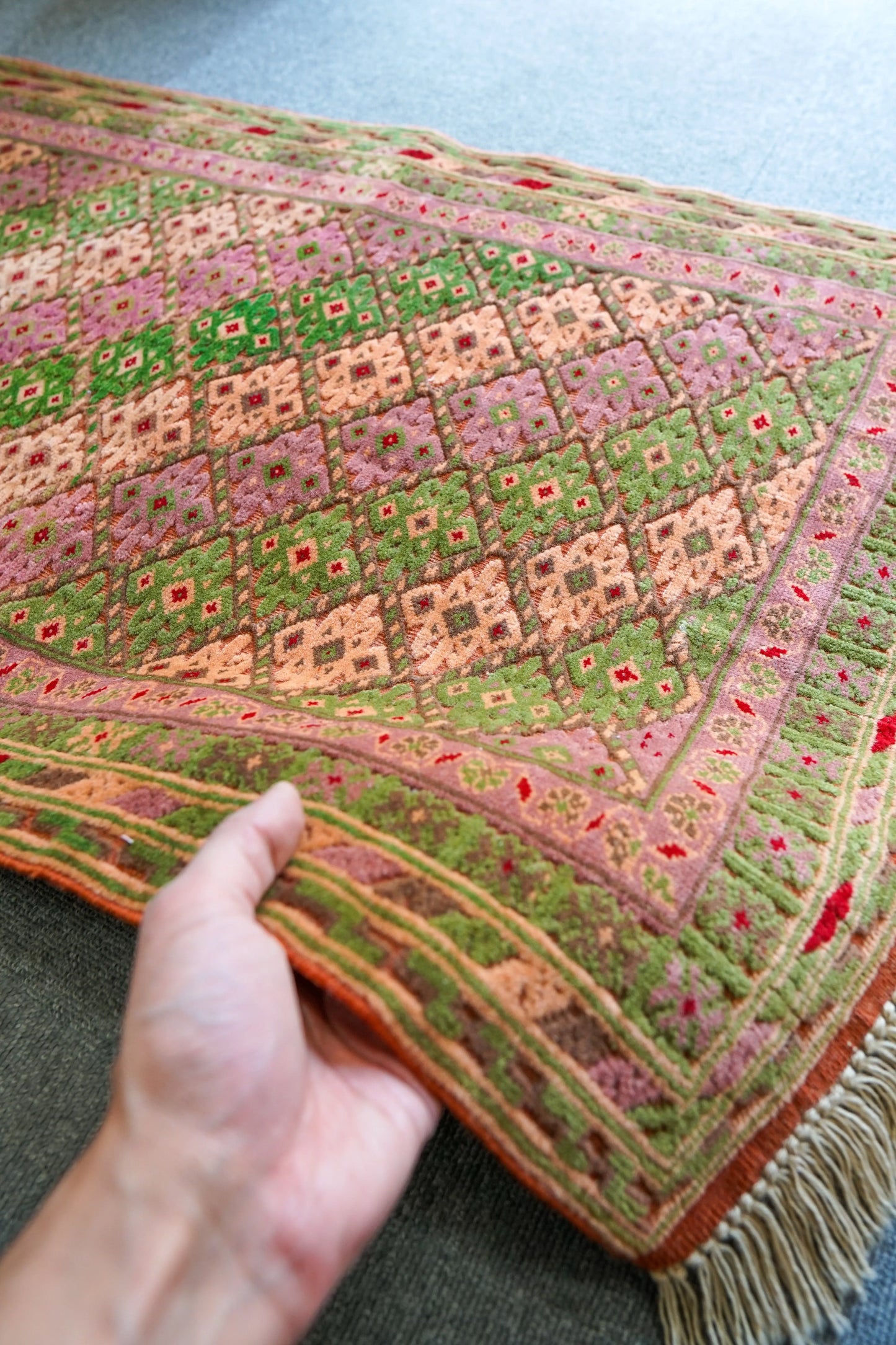 92×65cm  アフガニスタン の マシュワニ手織り キリム 手織り絨毯 Decorworks