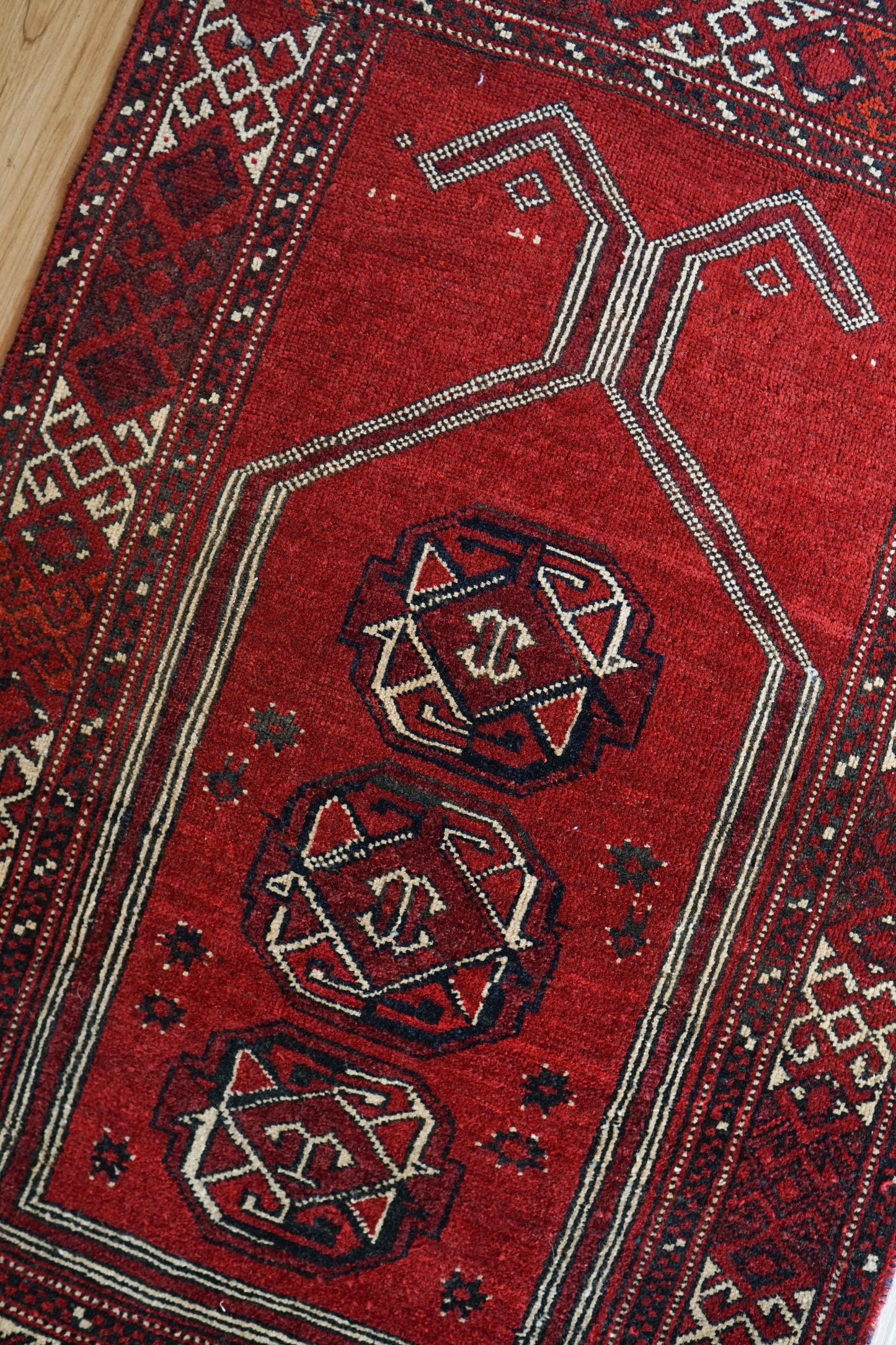  ペルシャ・オールドトルクメン 手織り絨毯 97×62cm｜トライバルラグ ヴィンテージ絨毯  prayer rug