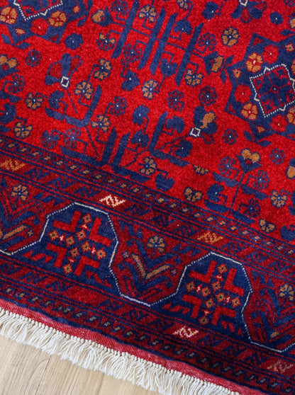  アフガニスタン絨毯 カールモハメディ Biljik最高品質 143×103cm｜メリノウール100%