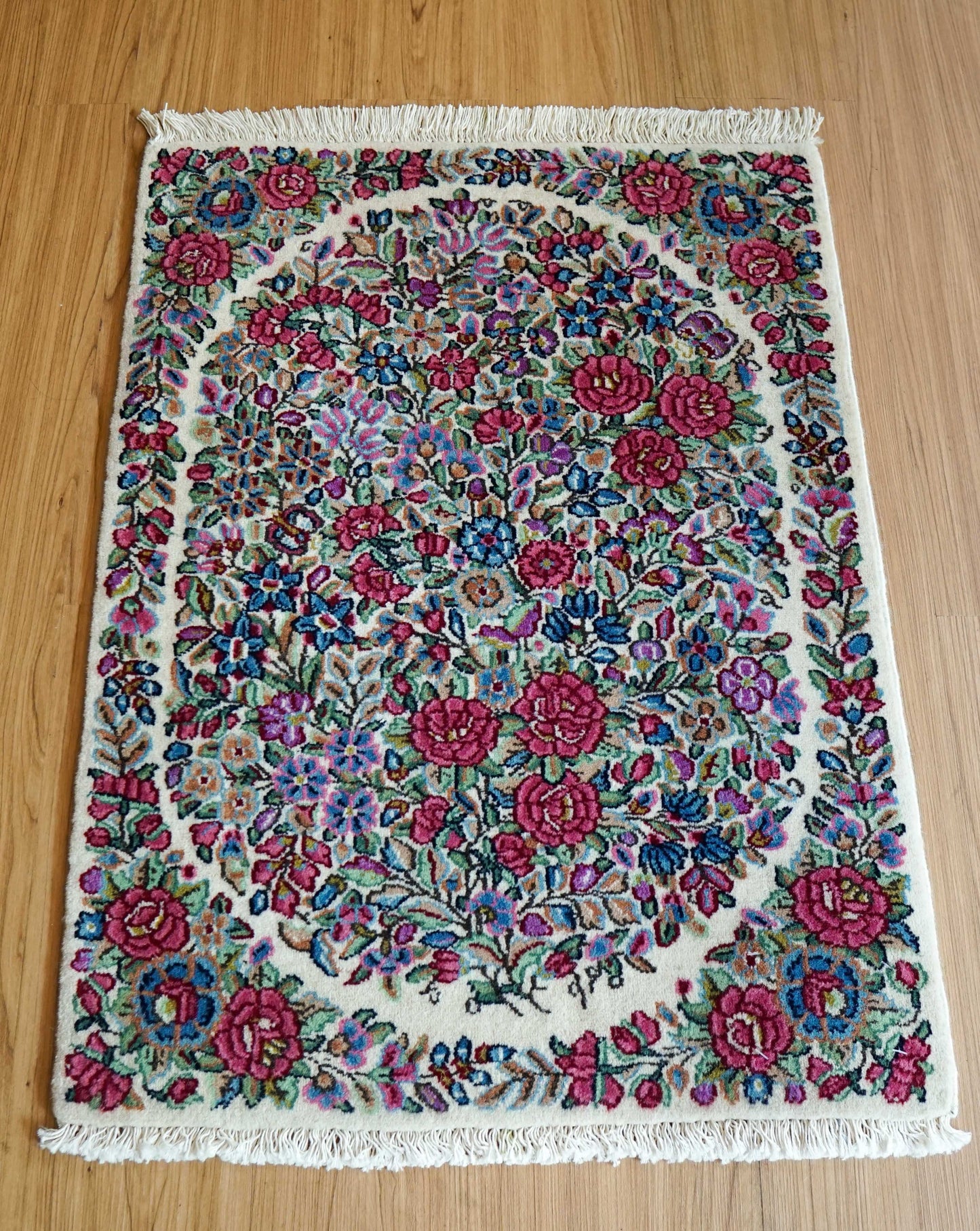  ペルシャ手織り絨毯 ケルマン産 75×55cm｜草木染めウール