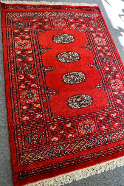 114×80cm トルクメン ボハララグ 手織り絨毯 パキスタン絨毯 Decorworks