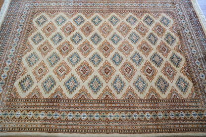 手織りパキスタン絨毯 184×128cm｜9/16クオリティ・ベージュ×ブルー