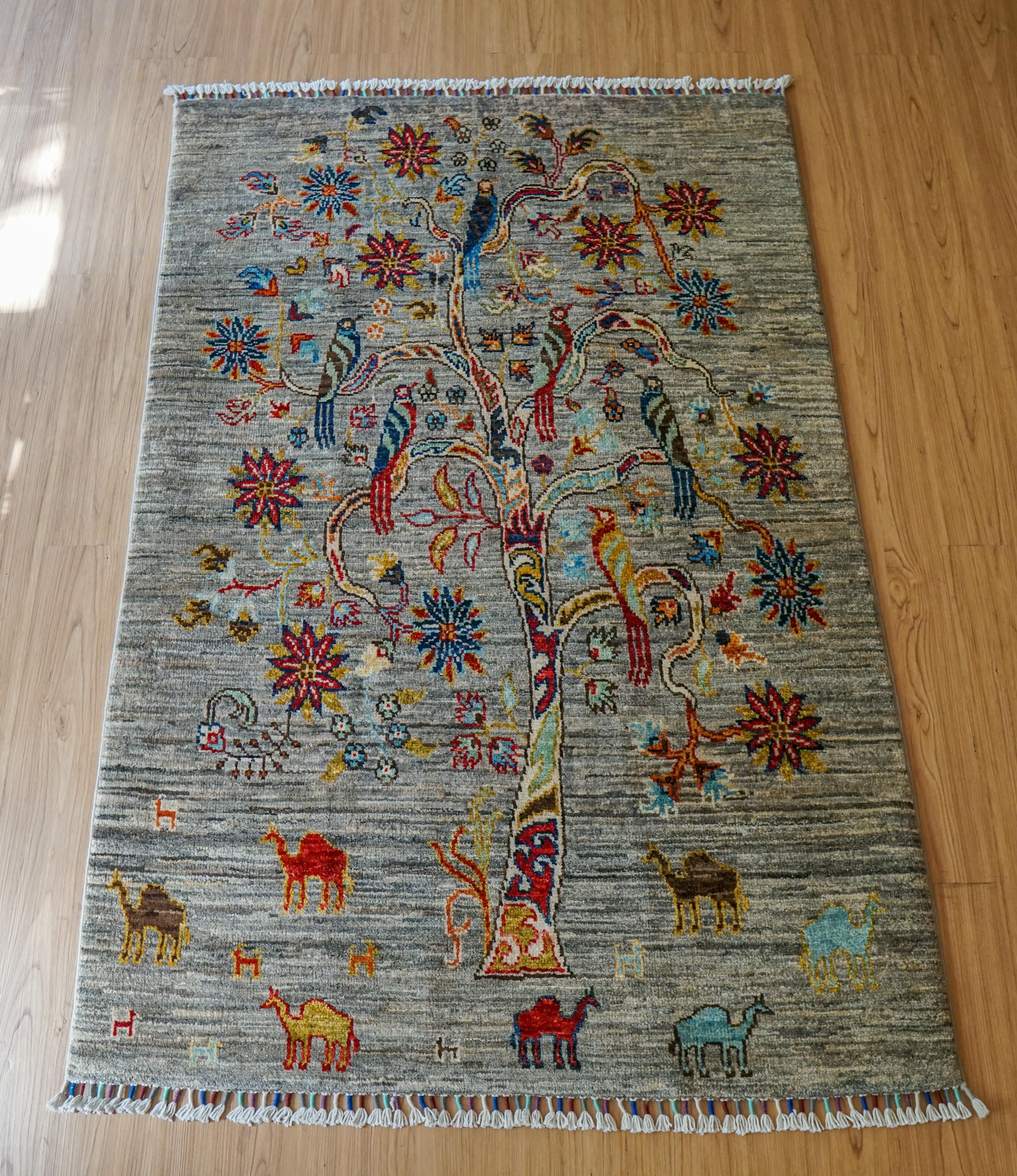 アフガニスタンガズニウール手織り絨毯 手織りギャッベ 150×98cm 150