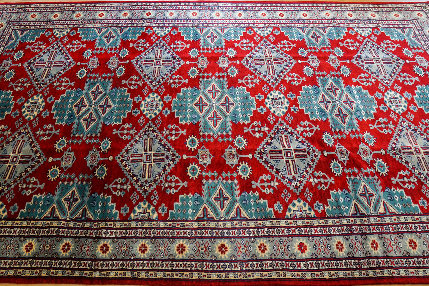 パキスタン手織り絨毯 239×172cm｜高密度ウールラグ ニュージーランドウール×シルク使用 リビングサイズ