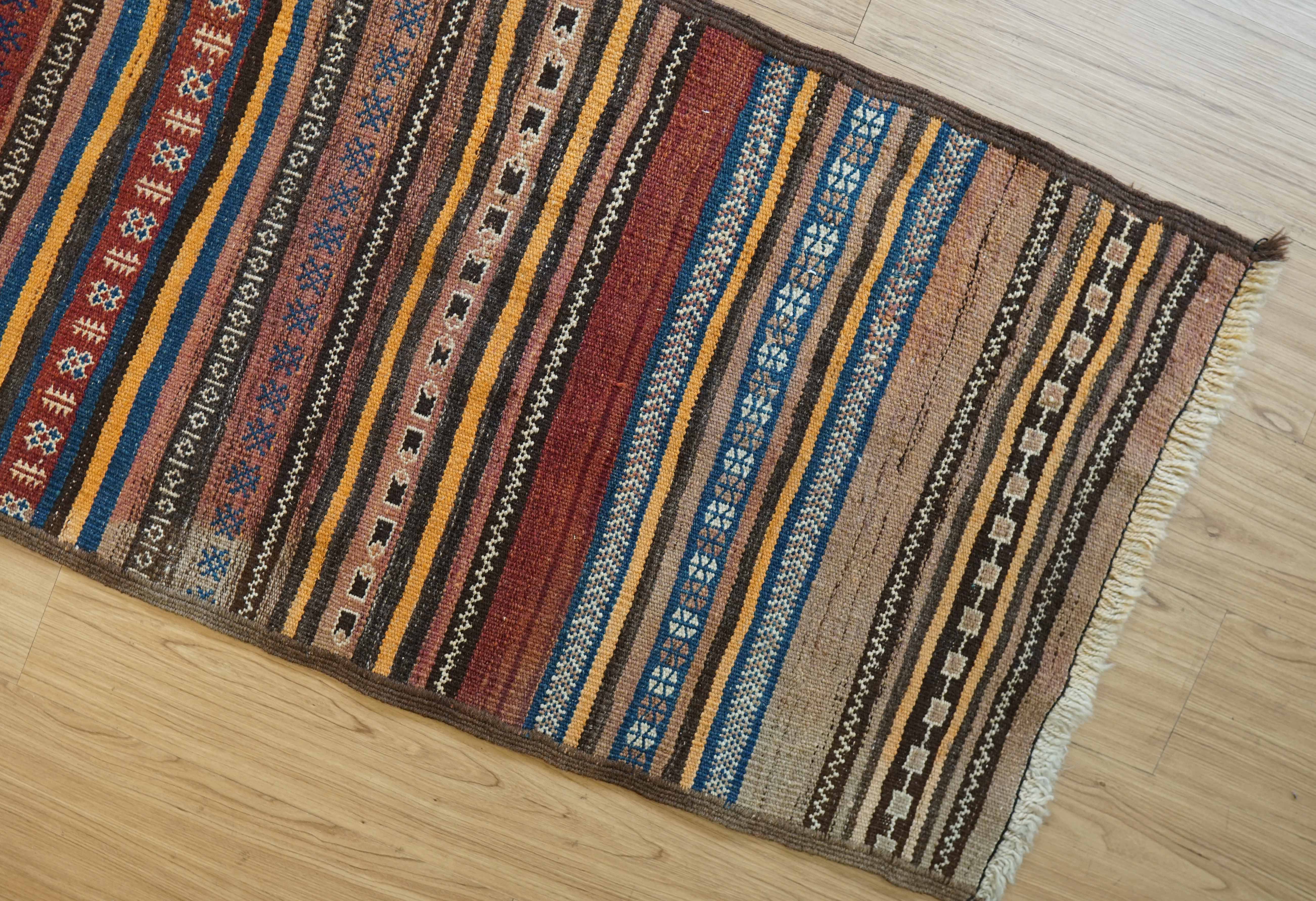 アフガニスタン手織りキリム ランナー 312×63cm トライバルラグ