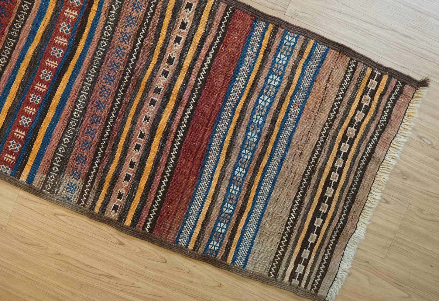  　アフガニスタン手織りキリム　ランナー 312×63 トライバルラグ ヴィンテージ