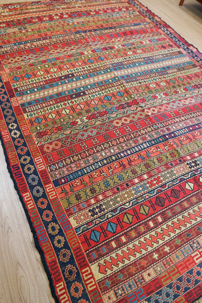  手織りペルシャ オールド シルジャンキリム ウールラグ 298×195cm