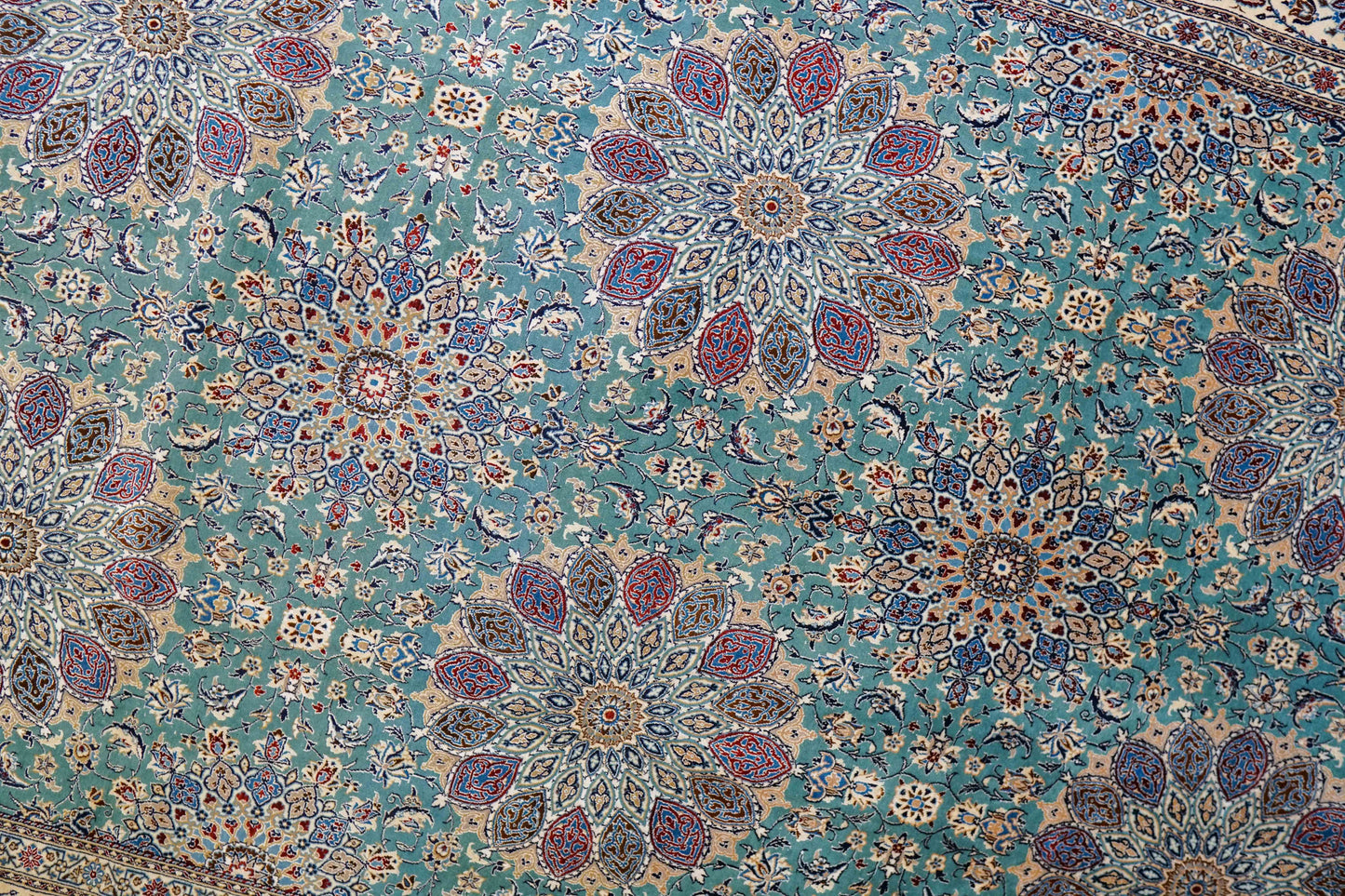  ペルシャ絨毯 ナイン産 4LA 295×196cm｜コルクウール＆シルク 手織り 高密度ラグ 大判リビングサイズ