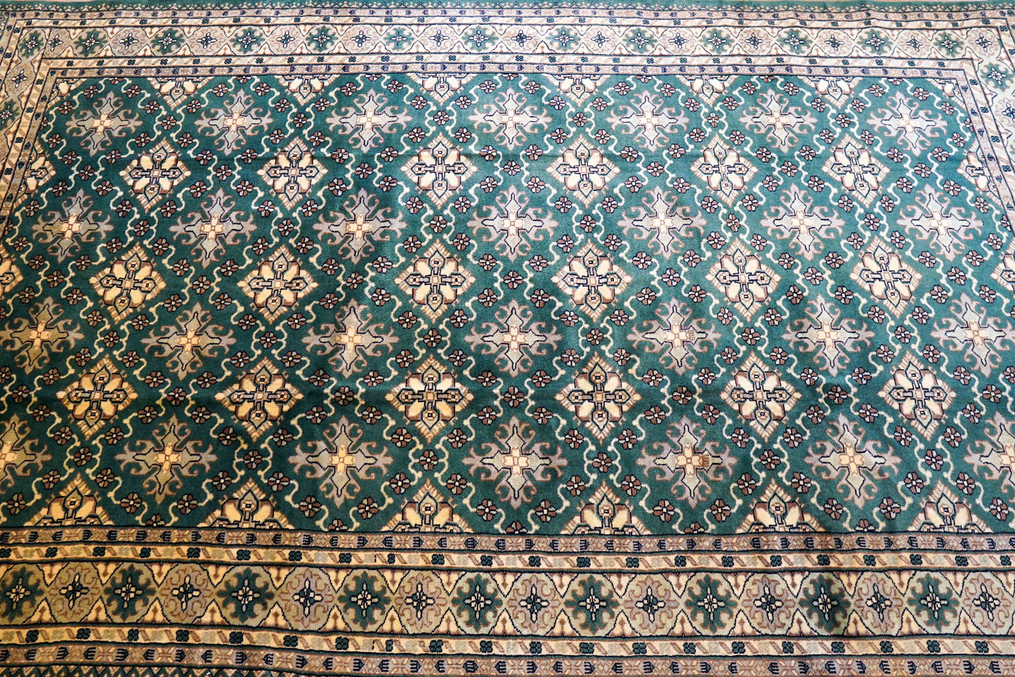 パキスタン手織り絨毯 270×154cm｜ニュージーランドウール使用 高密度グリーン