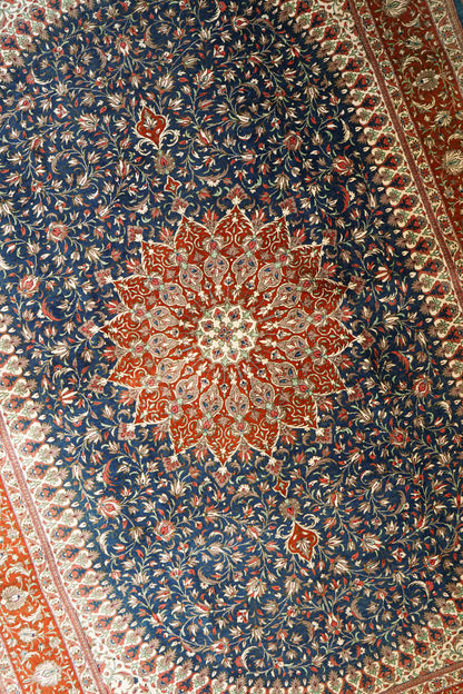 Collection 197×135cm ペルシャ手織り絨毯 クム産 ヌーリ工房 シルク100% 証明書付