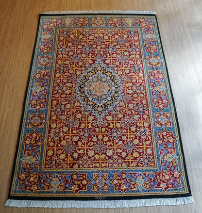  手織りペルシャ絨毯 クム産 【シルク】ラミニ工房 197×132cm ｜ 証明書付