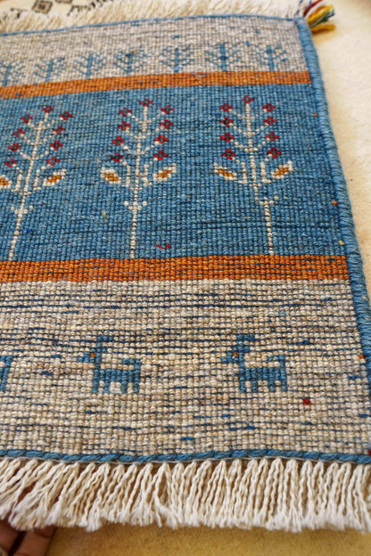 ペルシャ手織りギャッベ アマレ族 40×40cm｜ウール100% ミニラグ チェアマット ナチュラルカラー - Decorworks