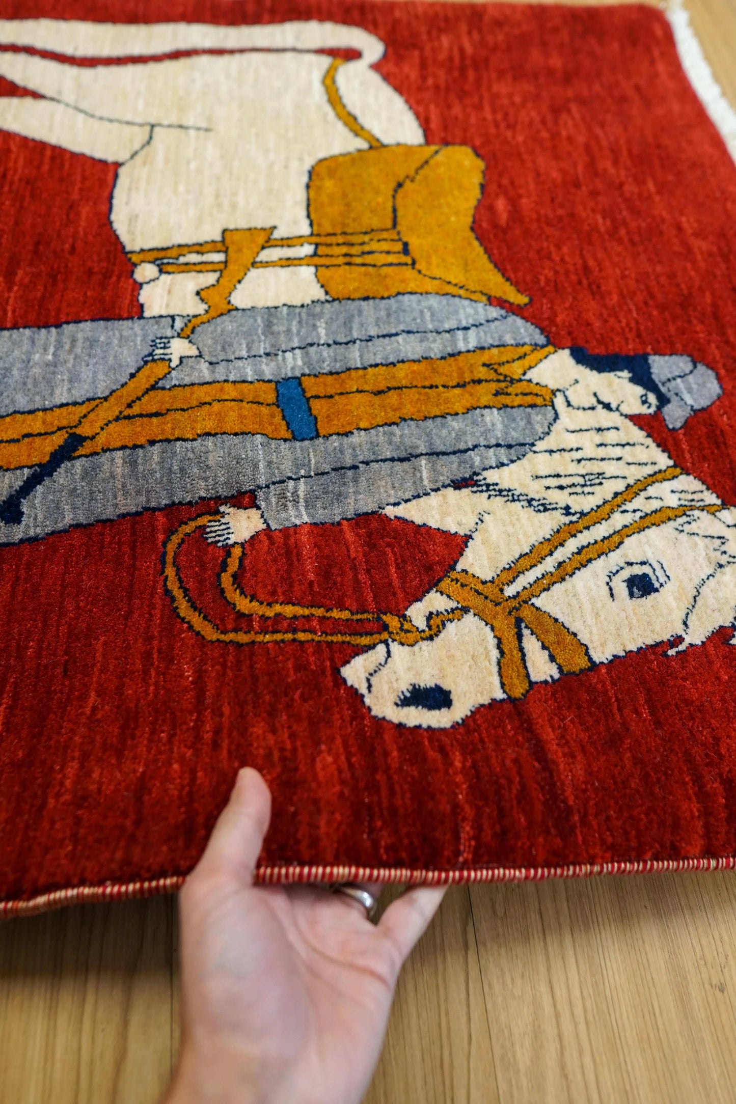  ペルシャ絨毯 カシュカイ族 88x87cm トライバルラグ