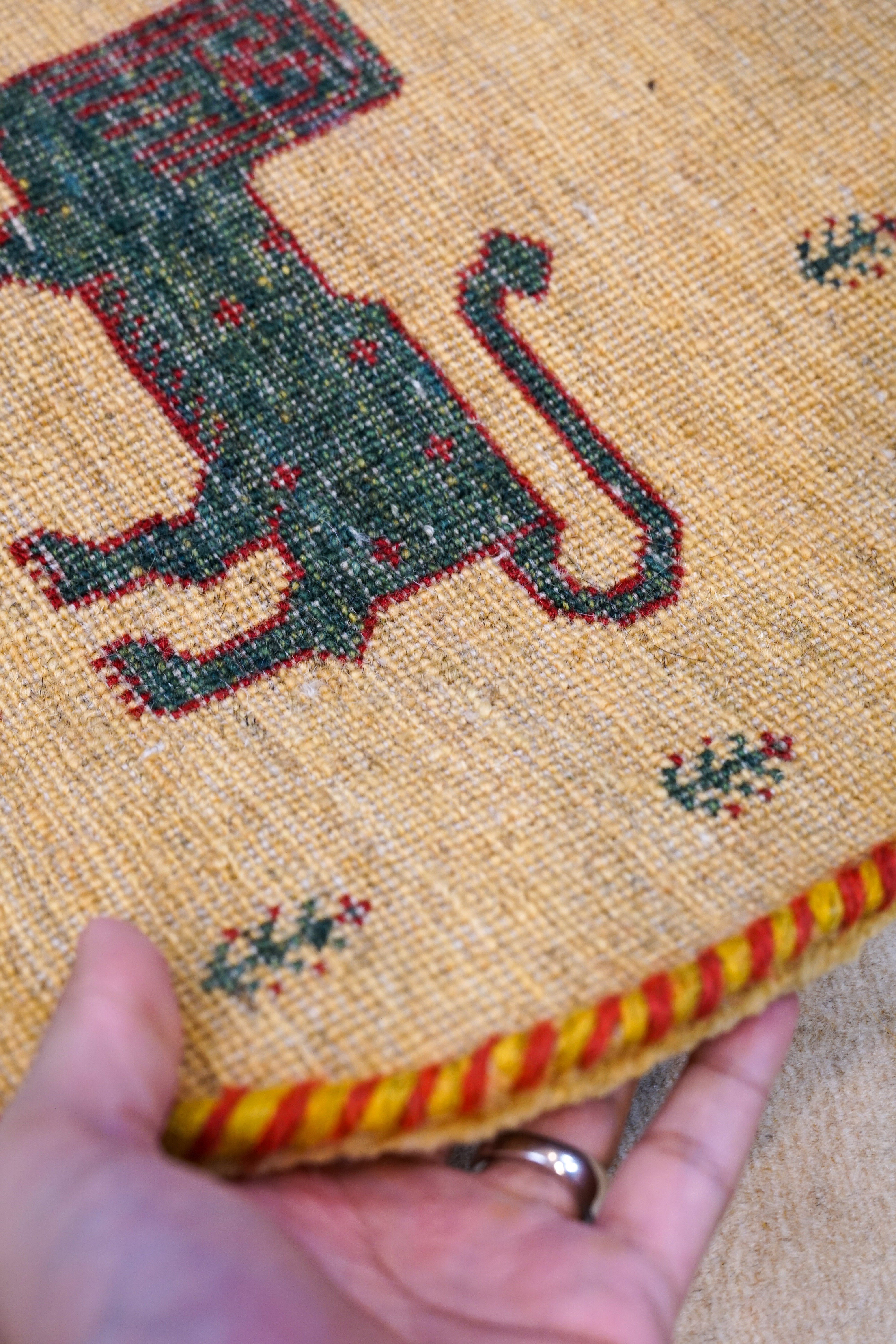 60×40cm ペルシャ絨毯 手織りギャッベ ギャッベペルシャ絨毯 手織り カシュクリ族ギャッベ 40×40cm