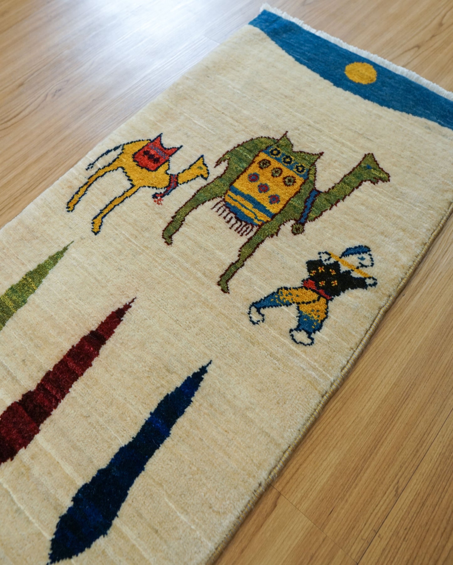  手織りペルシャ・ルリバフト ギャッベ ランナー 123×44cm