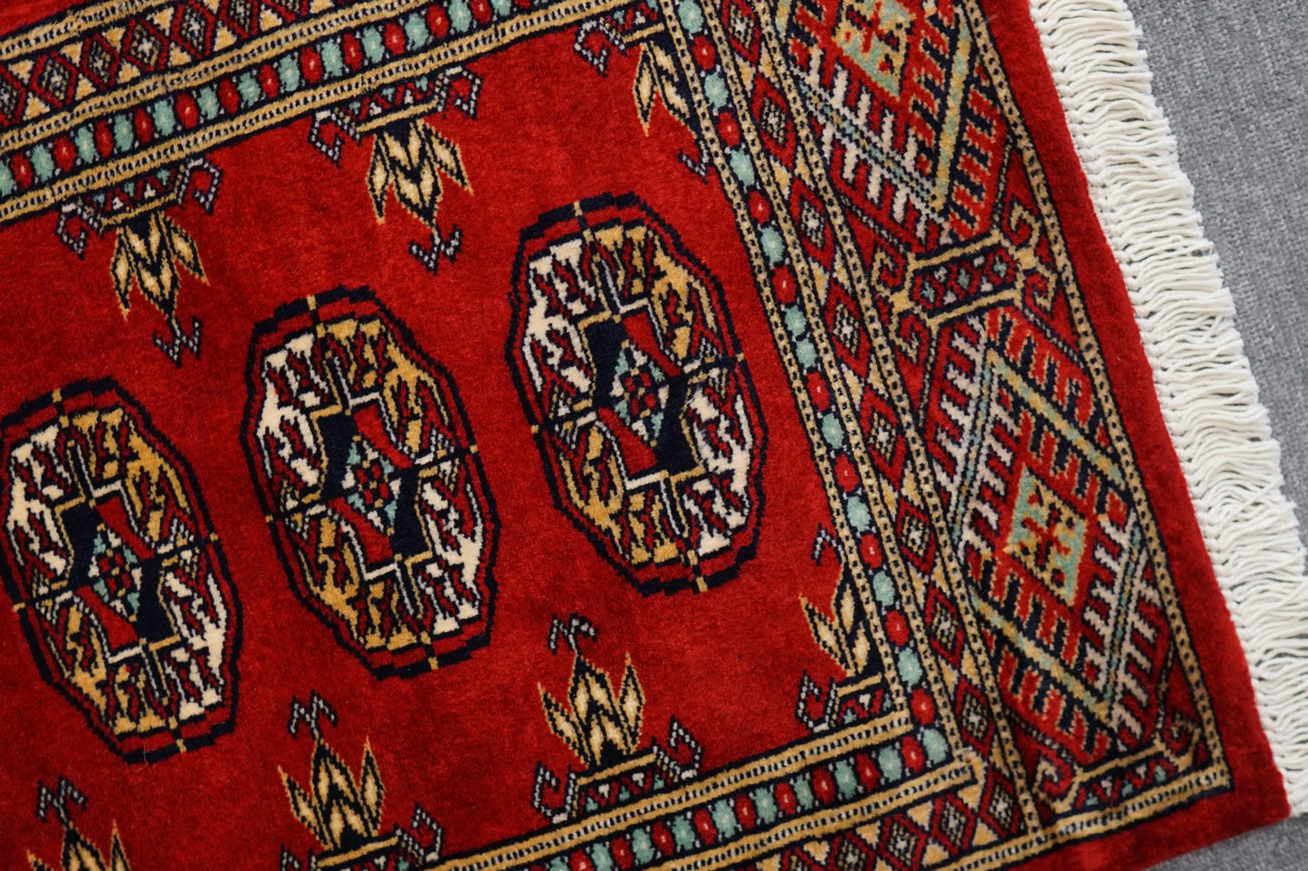 73×49cm トルクメン ボハララグ 手織り絨毯 Decorworks