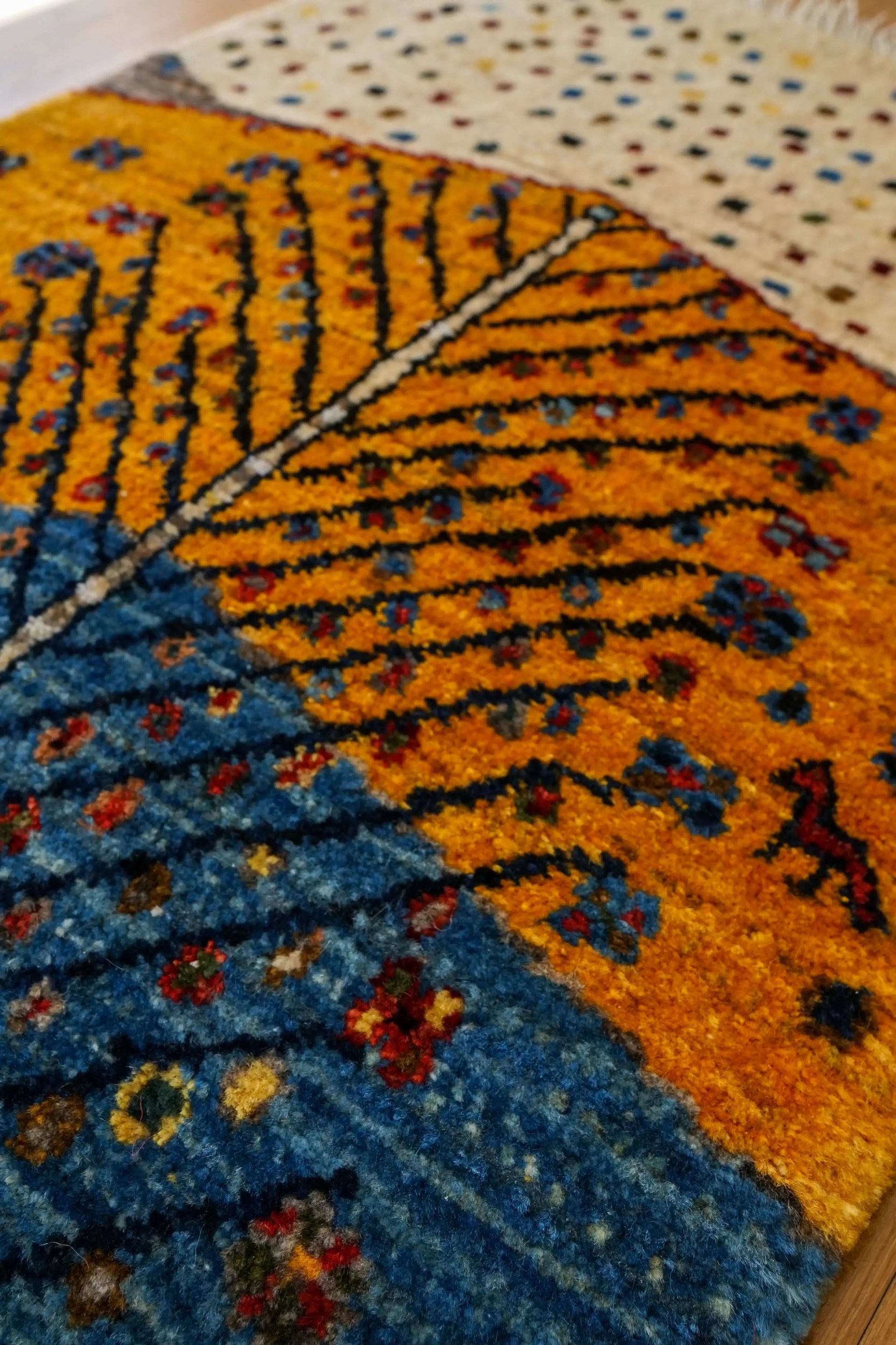  ペルシャ手織りカシュクリギャッベ リズバフト ランナー 151×58cm｜手紡ぎウール・草木染め 生命の樹デザイン