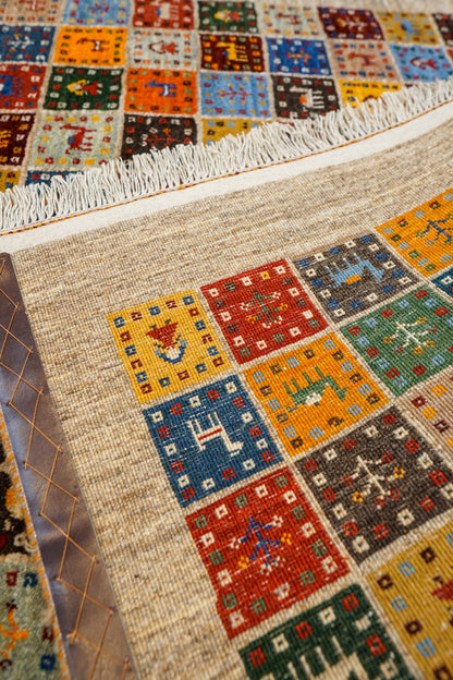  ペルシャ絨毯 手織りカシュクリギャッベ 188×118cm リズバフト