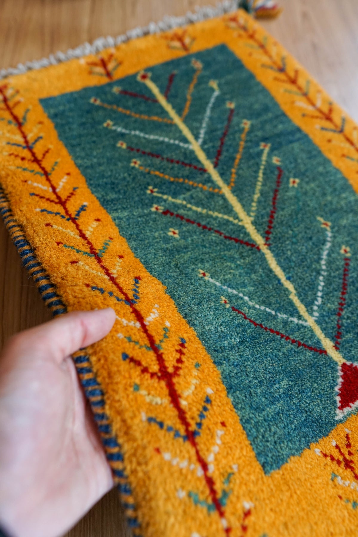  ペルシャ絨毯 手織りギャッベ アマレ族 55×43cm