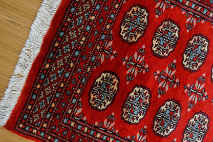  パキスタン手織り絨毯 ランナー 280×82cm｜ウール100% トライバルデザイン 廊下・キッチンラグ