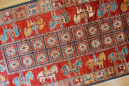 アフガニスタン ガズニーウール 手織り絨毯 248×83cｍ