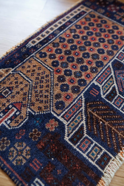  ヴィンテージ バルーチ族トライバルラグ 61×36cm 手織り ペルシャ絨毯