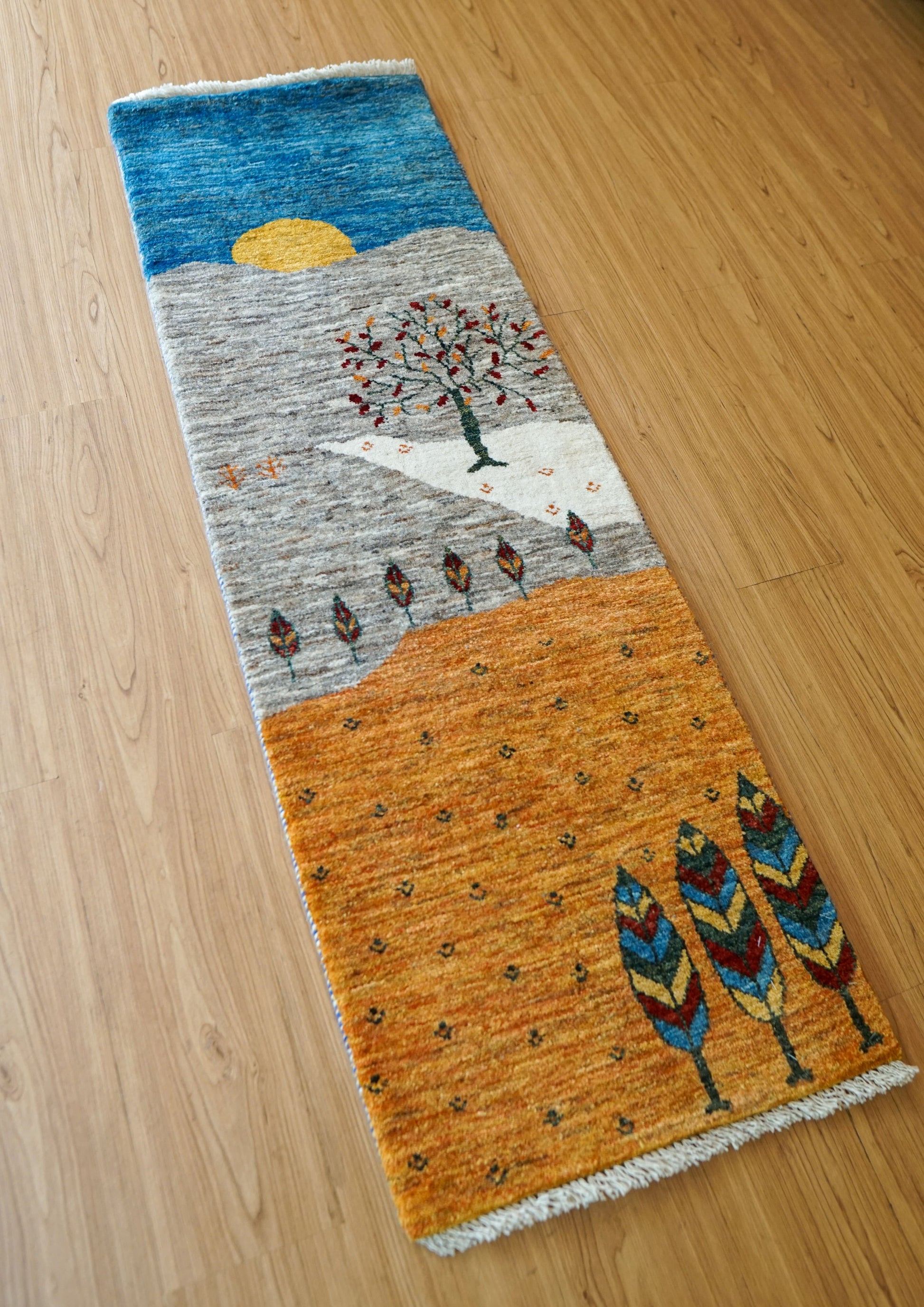 Collection 148×49cm【ペルシャ手織りカシュクリギャッベ] リズ バフト ギャッベ 手織り絨毯