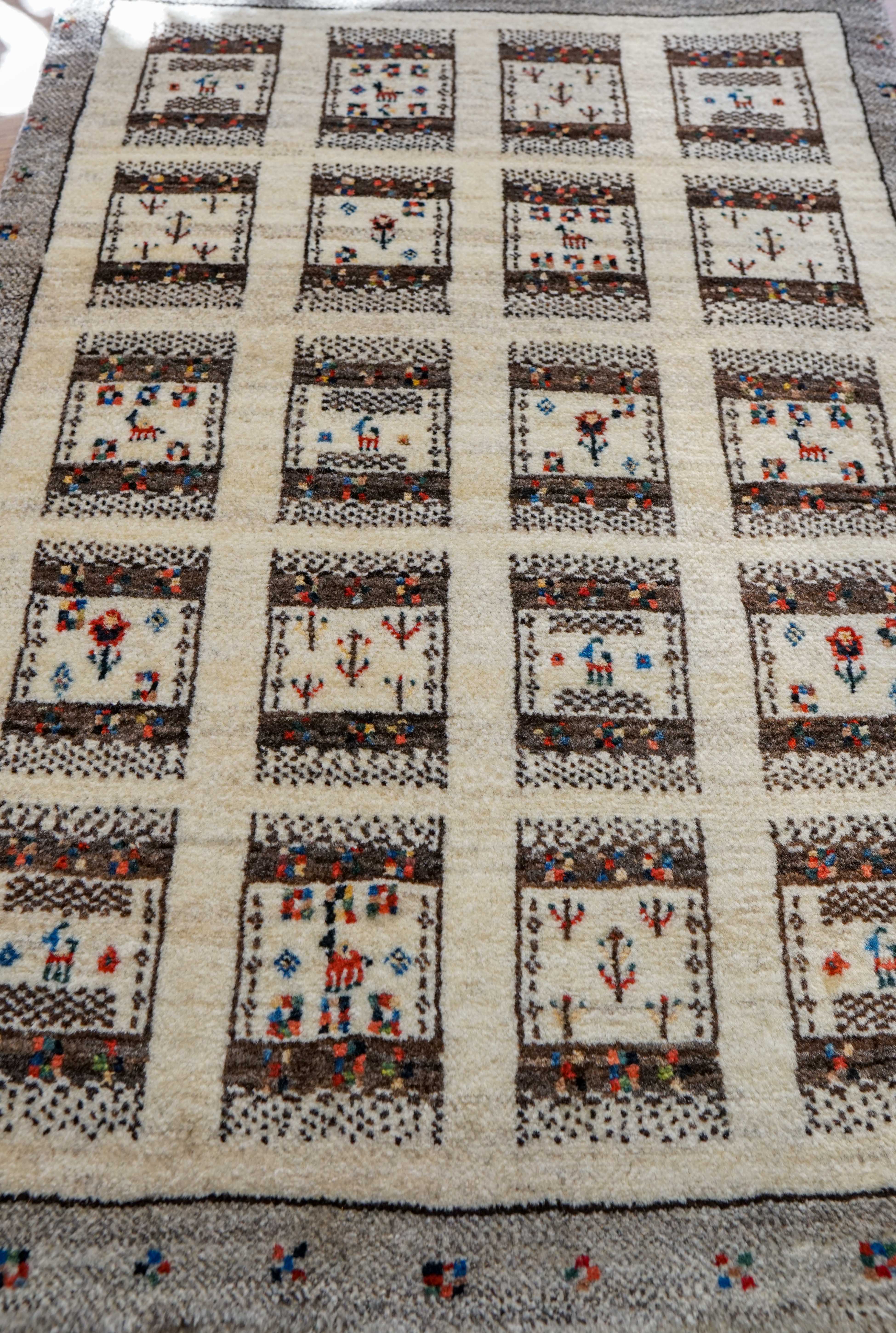 手織り ペルシャ カシュクリギャッベ 95×65cm リズ　ギヤべ ギャッベ 95×65cm リズ ギヤべ – Decorworks