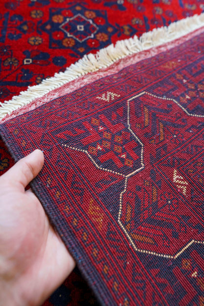  アフガニスタン絨毯 カールモハメディ Biljik最高品質 143×103cm｜メリノウール100%