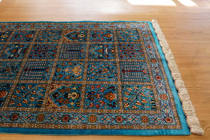  ペルシャ絨毯 クム産 モスサビ房 シルク 89×56cm　