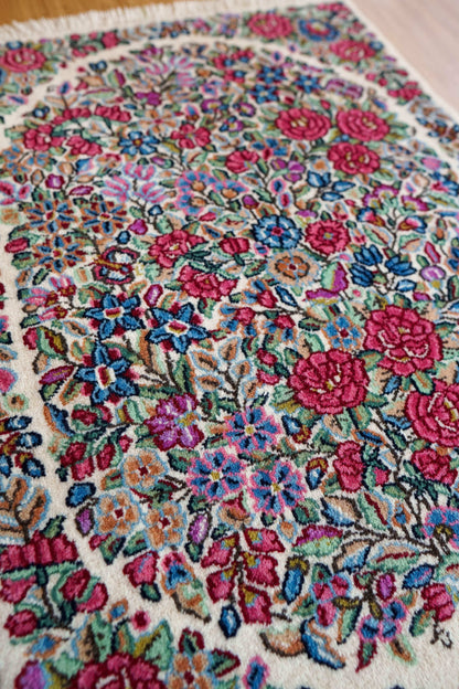  ペルシャ手織り絨毯 ケルマン産 75×55cm｜草木染めウール