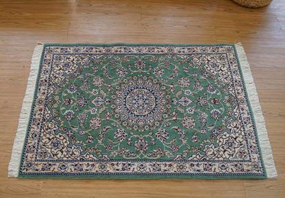  116×78cm ペルシャ手織り絨毯 ナイン産