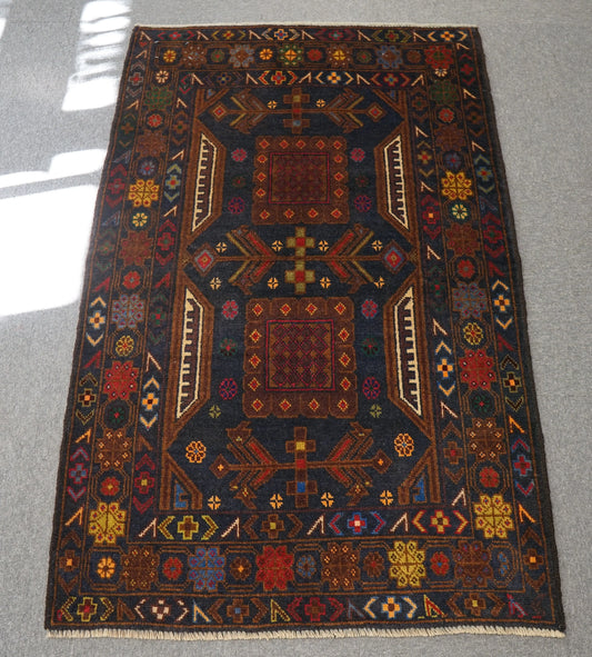 144×88cm ペルシャ絨毯 バルーチ 手織り トライバルラグ ヴィンテージ Decorworks