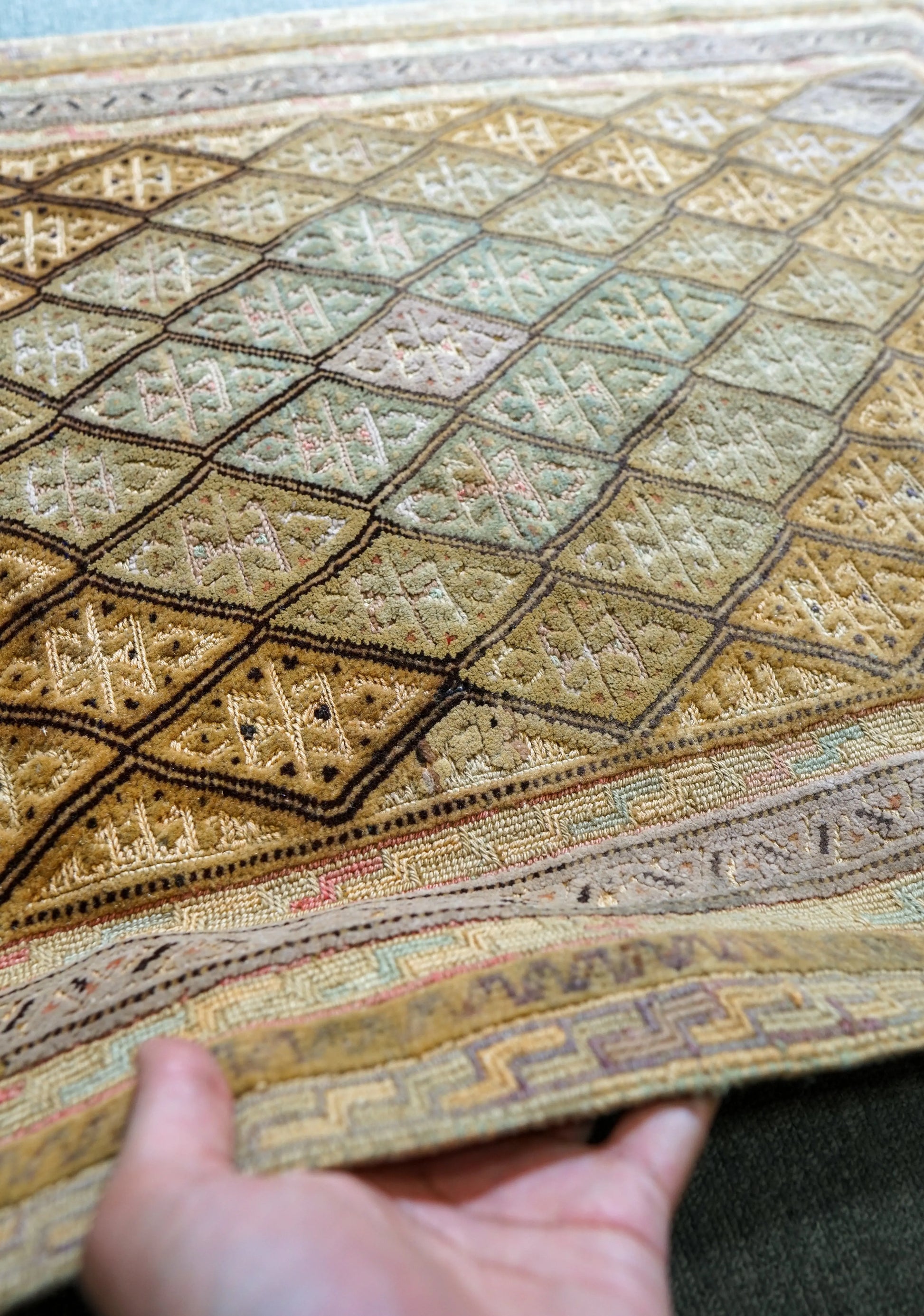 108×75cm アフガニスタン オールドマシュワニキリム 手織り 絨毯 Decorworks