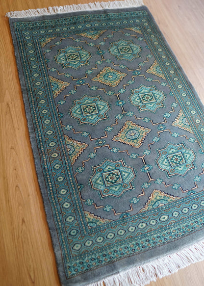  パキスタン手織り絨毯 121×76cm｜ニュージーランド産ウーステッドウール使用・高密度織り