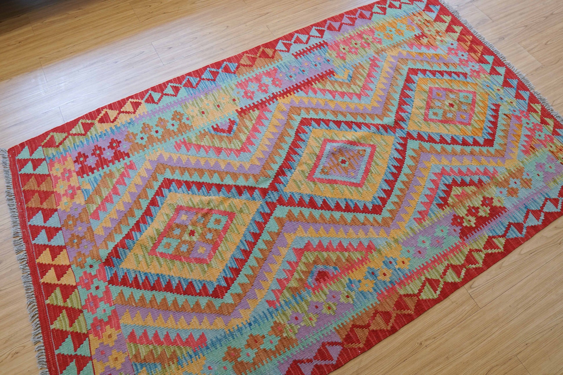  アフガン手織りキリム 194×118cm　