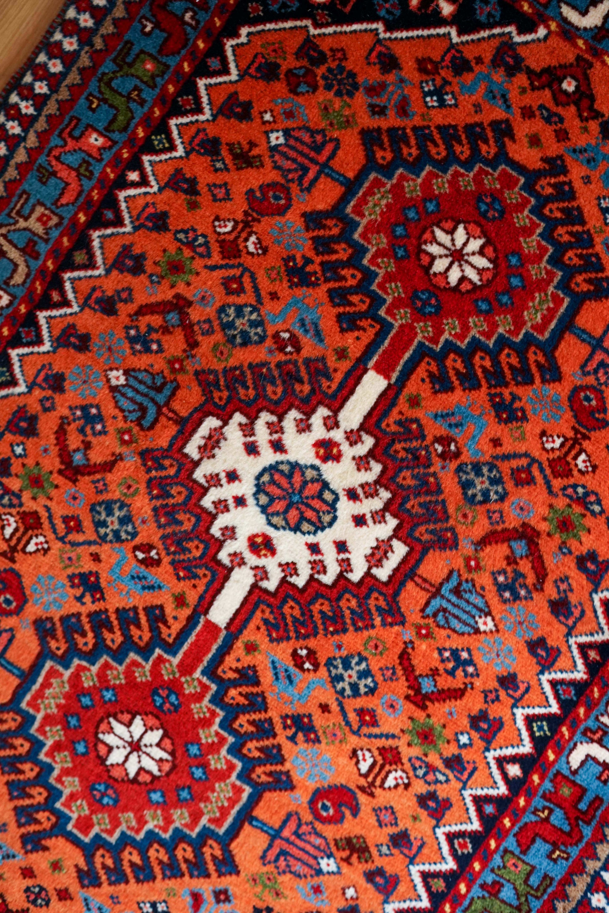  手織りペルシャ絨毯 ヤラメ 85×62cm｜トライバル ウールラグ