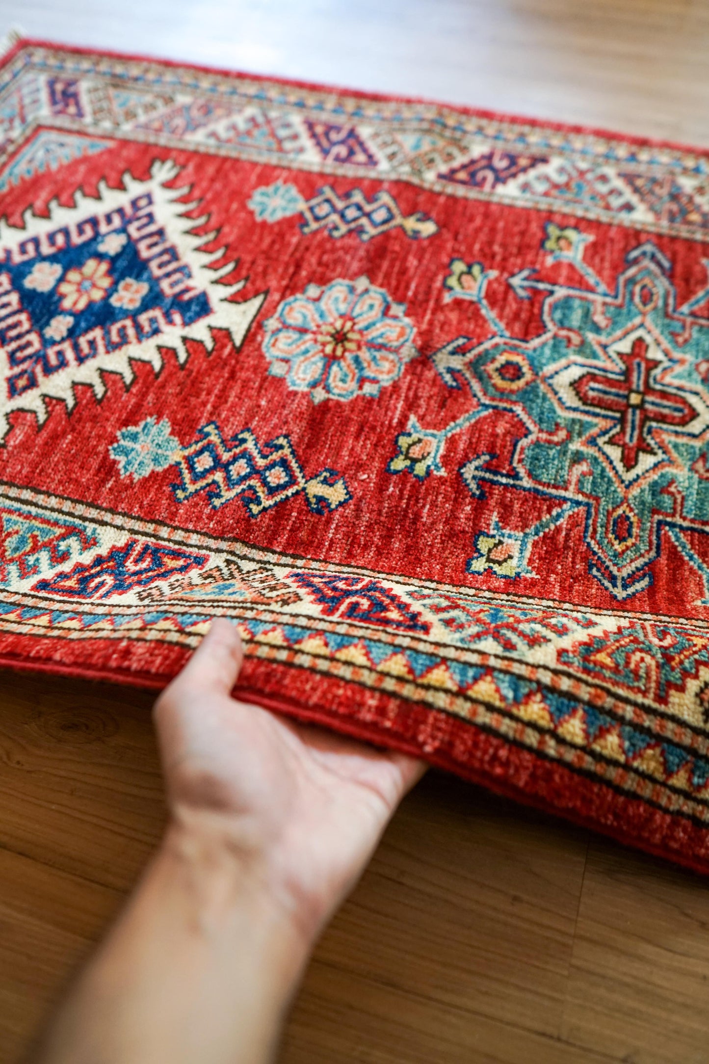  アフガニスタン絨毯 カザックラグ 92×63cm